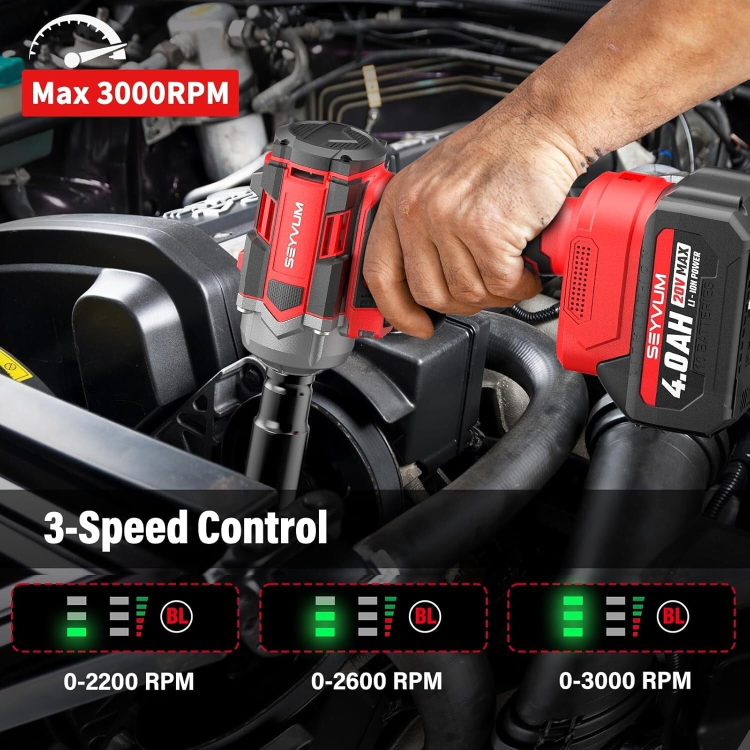 Premium 20V Cordless Impact Driver - 3000 RPM with Impact Sockets & Carry Bag