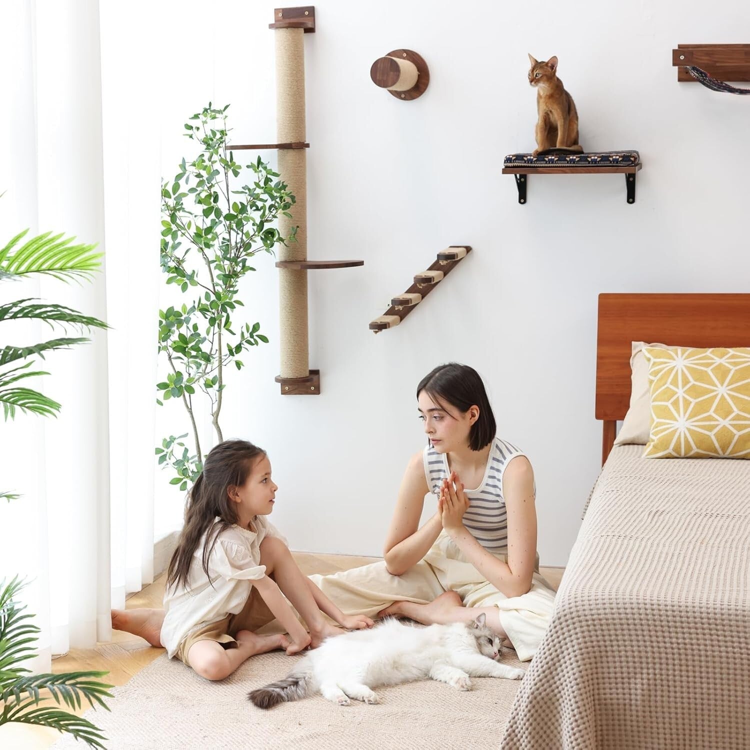 Set of 2 Durable Cat Wall Furniture Steps for Indoor Climbing & Scratching