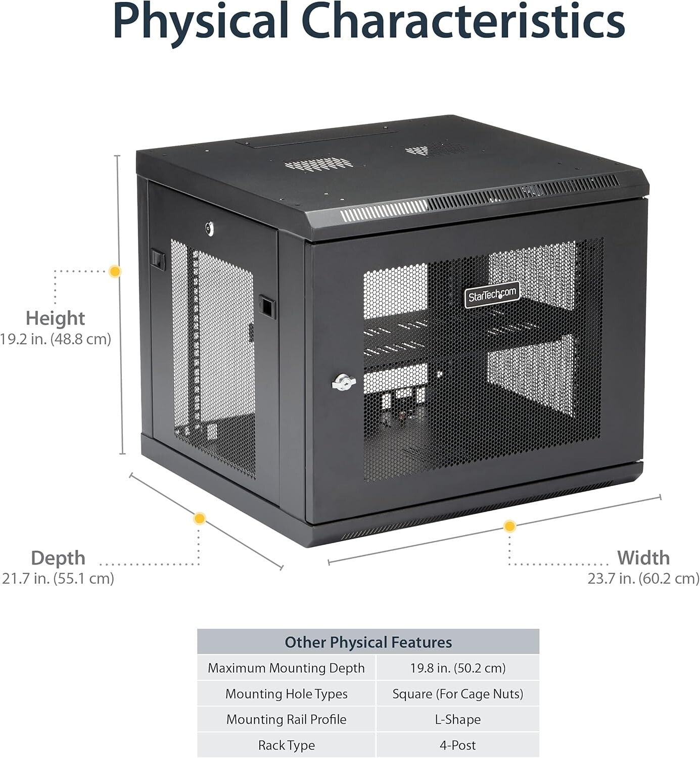 9U Wall Mount Network Cabinet with 1U Shelf - Secure IT Storage Solution