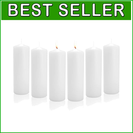 Classic 9" Unscented Pillar Candles - 100 Hours Ambient Light - Set of 6