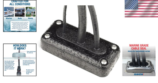 Modern Low-Profile Cable Seal - Black Stainless Steel for Marine Applications