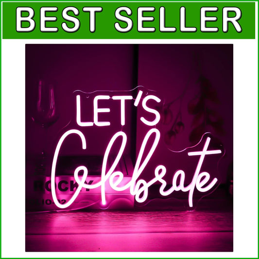Dimmable Pink Neon Sign - Let's Celebrate Wall Decor for Parties & Bedroom