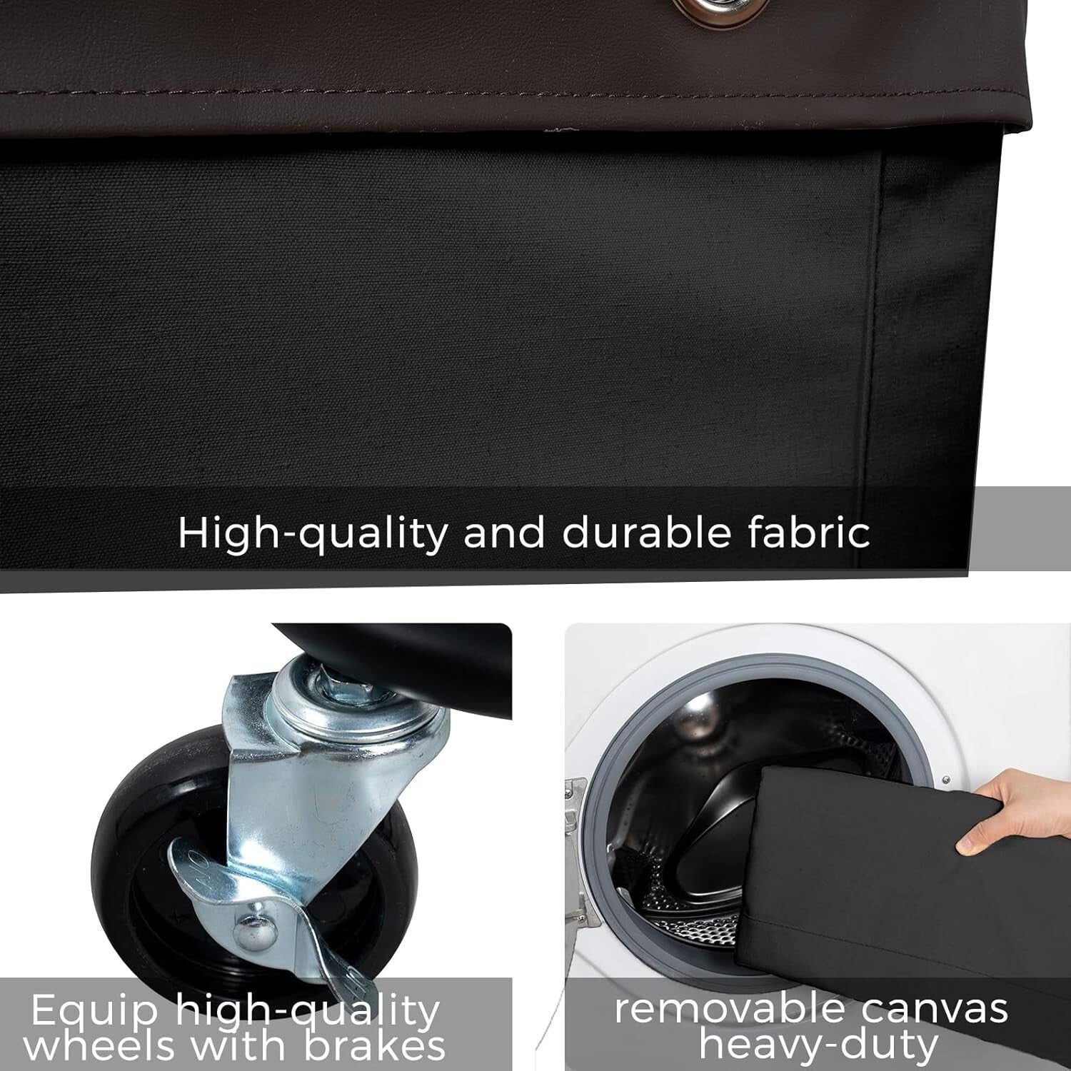 Large Capacity Black Laundry Hamper with Rolling Wheels - Easy Transport