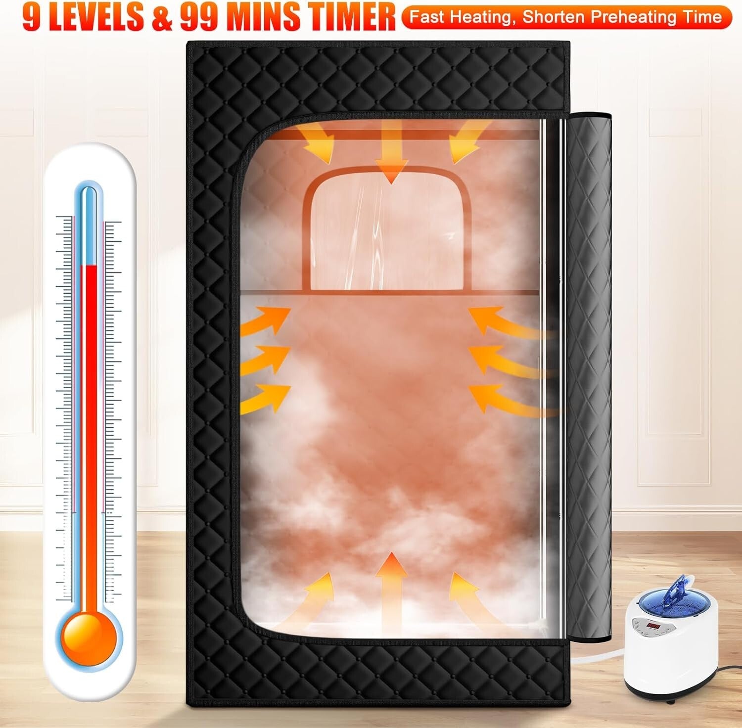 Portable Steam Sauna with Steamer for Ultimate Relaxation - 2.6' x 2.6' x 5.9'