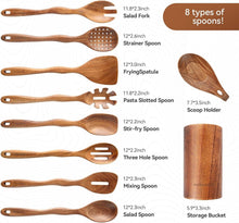 Load image into Gallery viewer, Organize Your Kitchen with 10-Piece Wooden Spoon Set and Sturdy Hanging Hooks