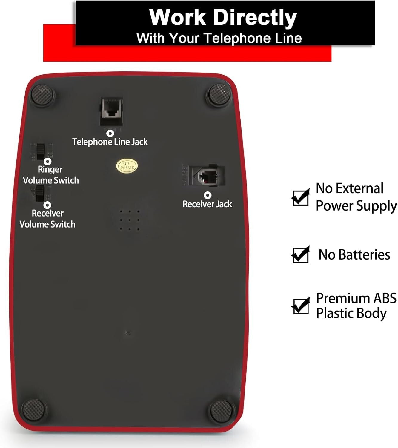 Classic Retro Corded Phone with Push-Button Dial - Perfect for Home or Office