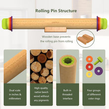Load image into Gallery viewer, Adjustable Wooden Rolling Pin with Rings &amp; Silicone Pastry Mat for Perfect Dough