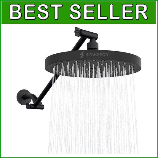 Brushed Matte 8" Rain Shower Head with Rotating Extension Arm - Easy Install