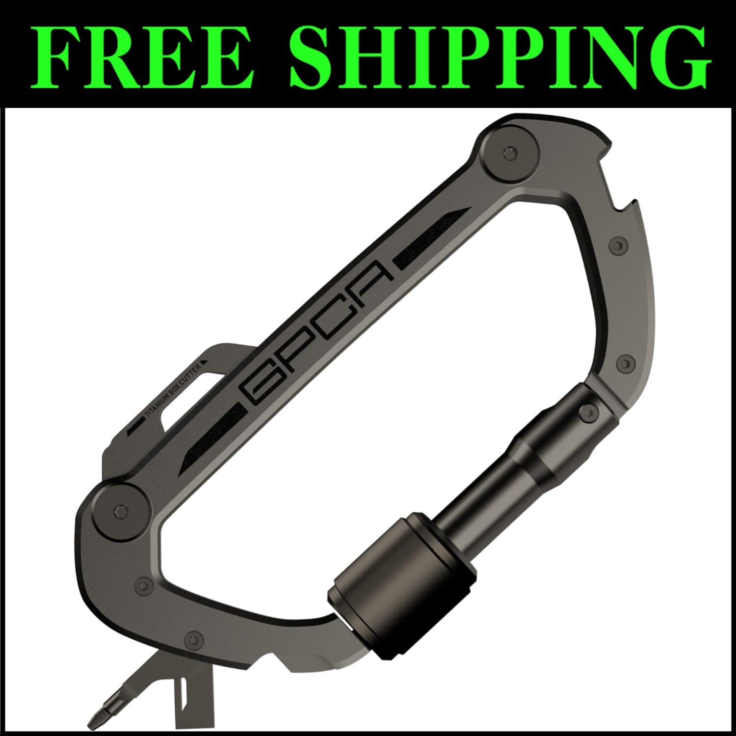Compact Titanium Carabiner Clip with Key Ring & Bottle Opener - Multi-Purpose