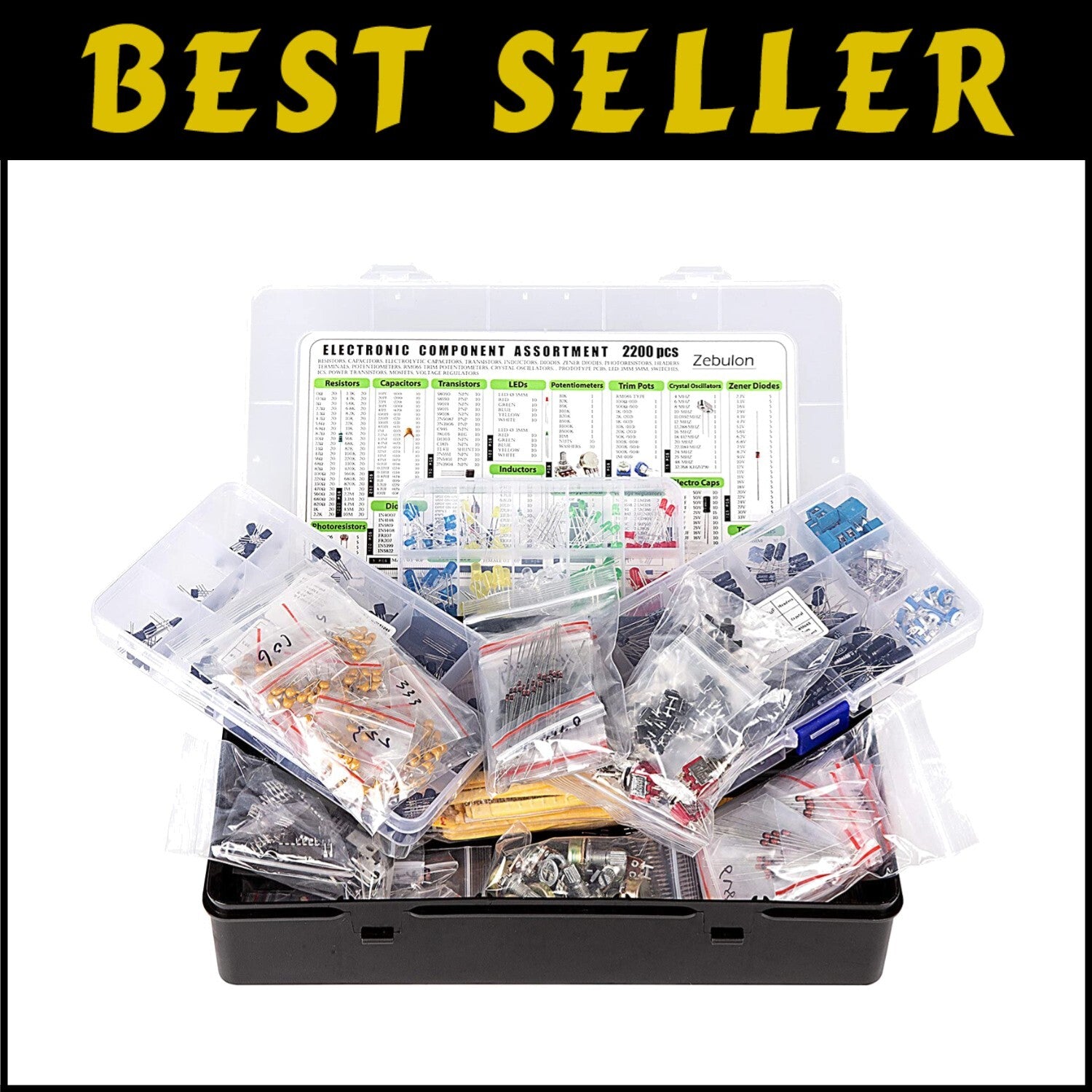 Complete 2200-Piece Electronics Assortment - Ideal for Hobbyists & Professionals