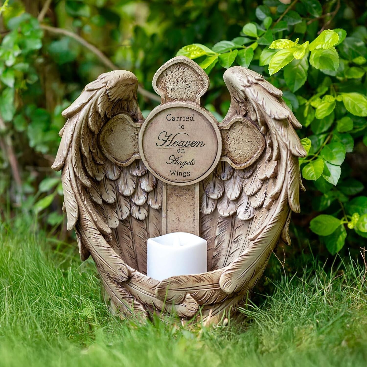 Tranquil 12'' Solar Angel Wing & Cross Light - Sympathy Gift for Grave Decor