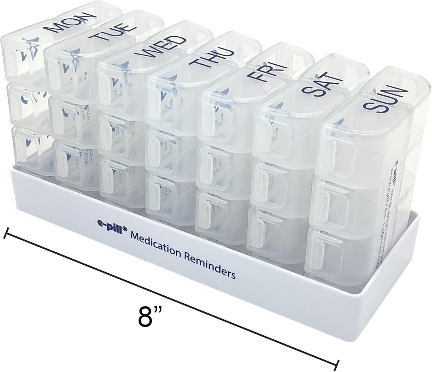 8x7 Large Weekly Pill Organizer - 56 Compartment Clear Pillbox for Travel & Home
