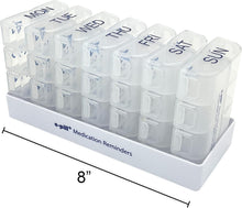 Load image into Gallery viewer, 8x7 Large Weekly Pill Organizer - 56 Compartment Clear Pillbox for Travel &amp; Home