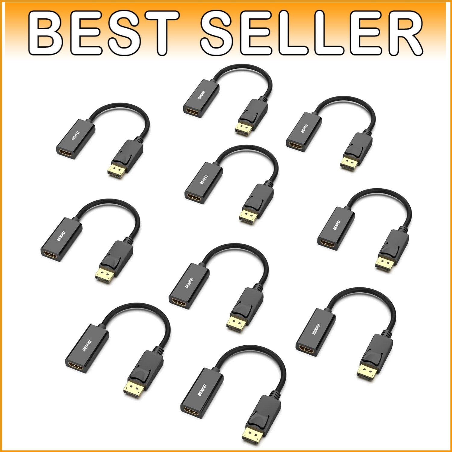 10 Pack of Lightweight DisplayPort to HDMI Adapters - Full HD 1080p Support