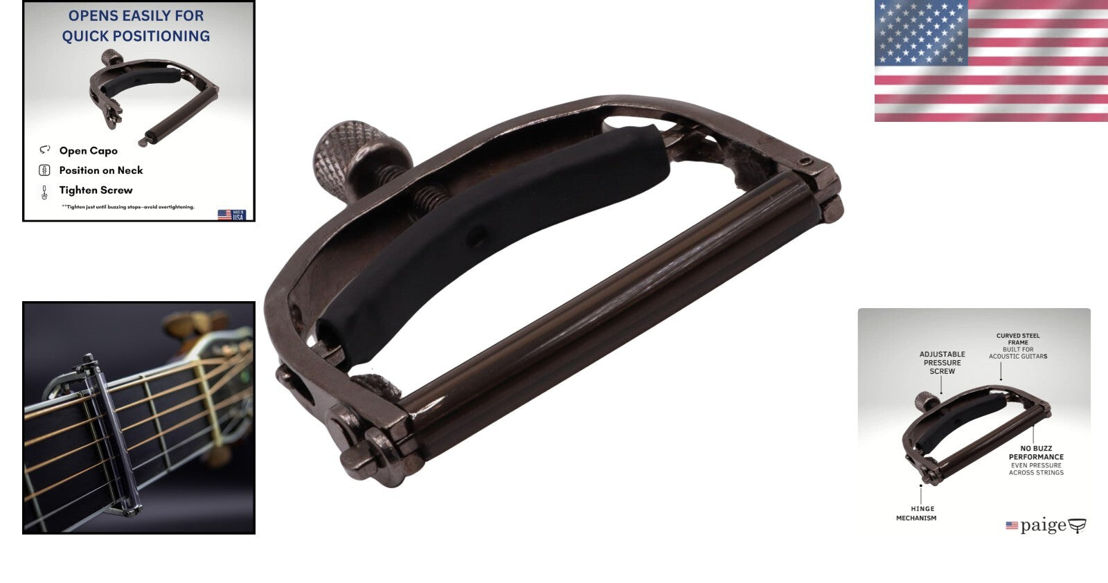 Durable Acoustic Guitar Capo with Felt Lining - Perfect for World-Music Styles