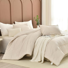 Load image into Gallery viewer, Wheat Color 3PC King Comforter Set - Soft, Lightweight &amp; Durable Cotton Bedding