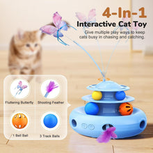 Load image into Gallery viewer, Blue Rechargeable Cat Toy: 4-in-1 Fun with Butterfly &amp; Random Feather Action