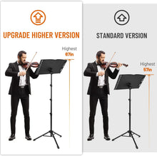 Load image into Gallery viewer, Black Alloy Steel Music Stand with Tiltable Tray - Perfect for Musicians