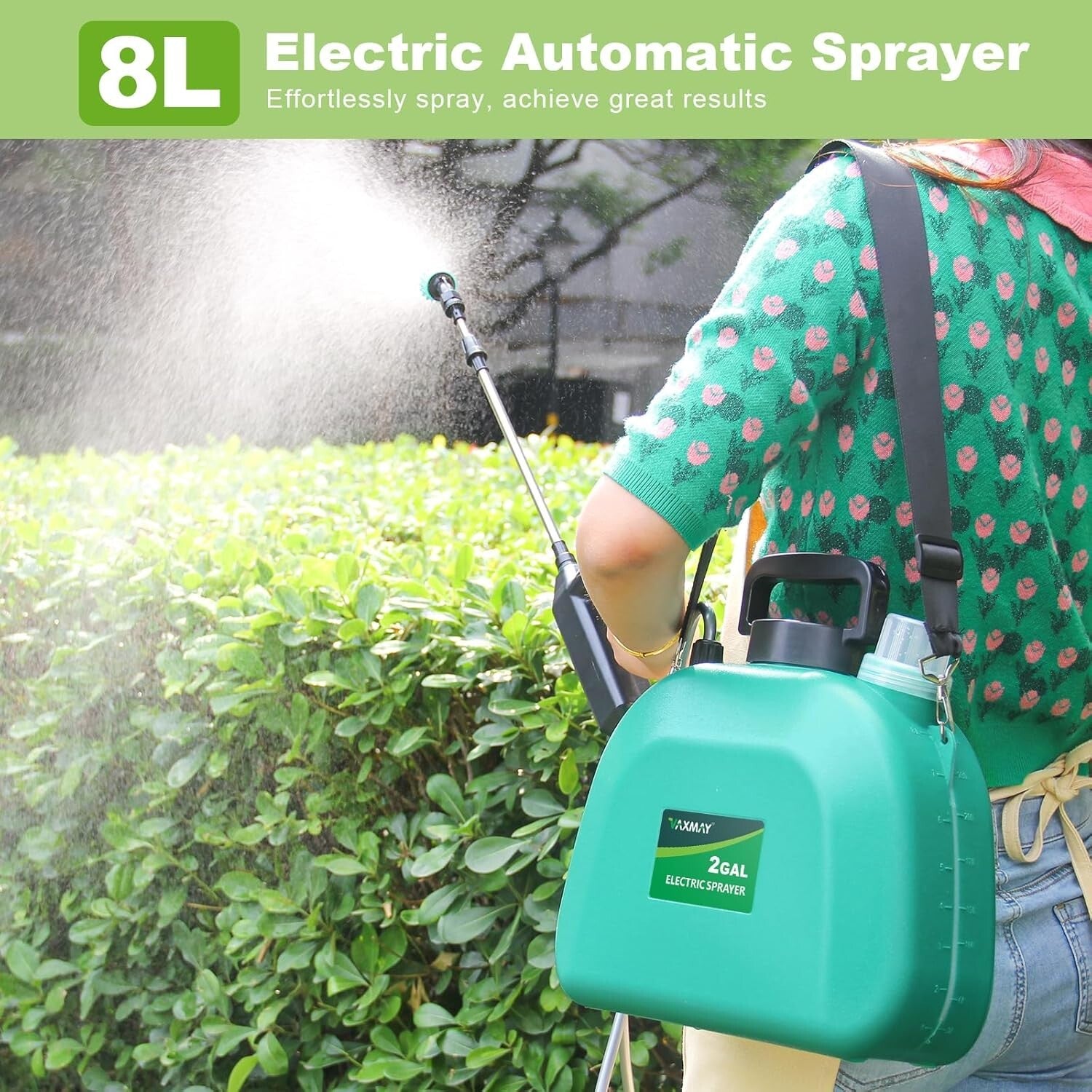 Powerful Battery-Powered Electric Sprayer 2 Gallon with Adjustable Nozzles