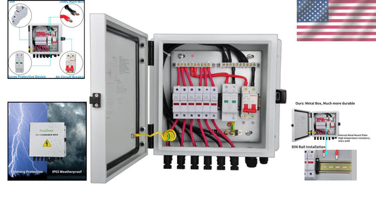All-In-One 6 String PV Combiner Box with Fuse, Breaker, and Protection Features