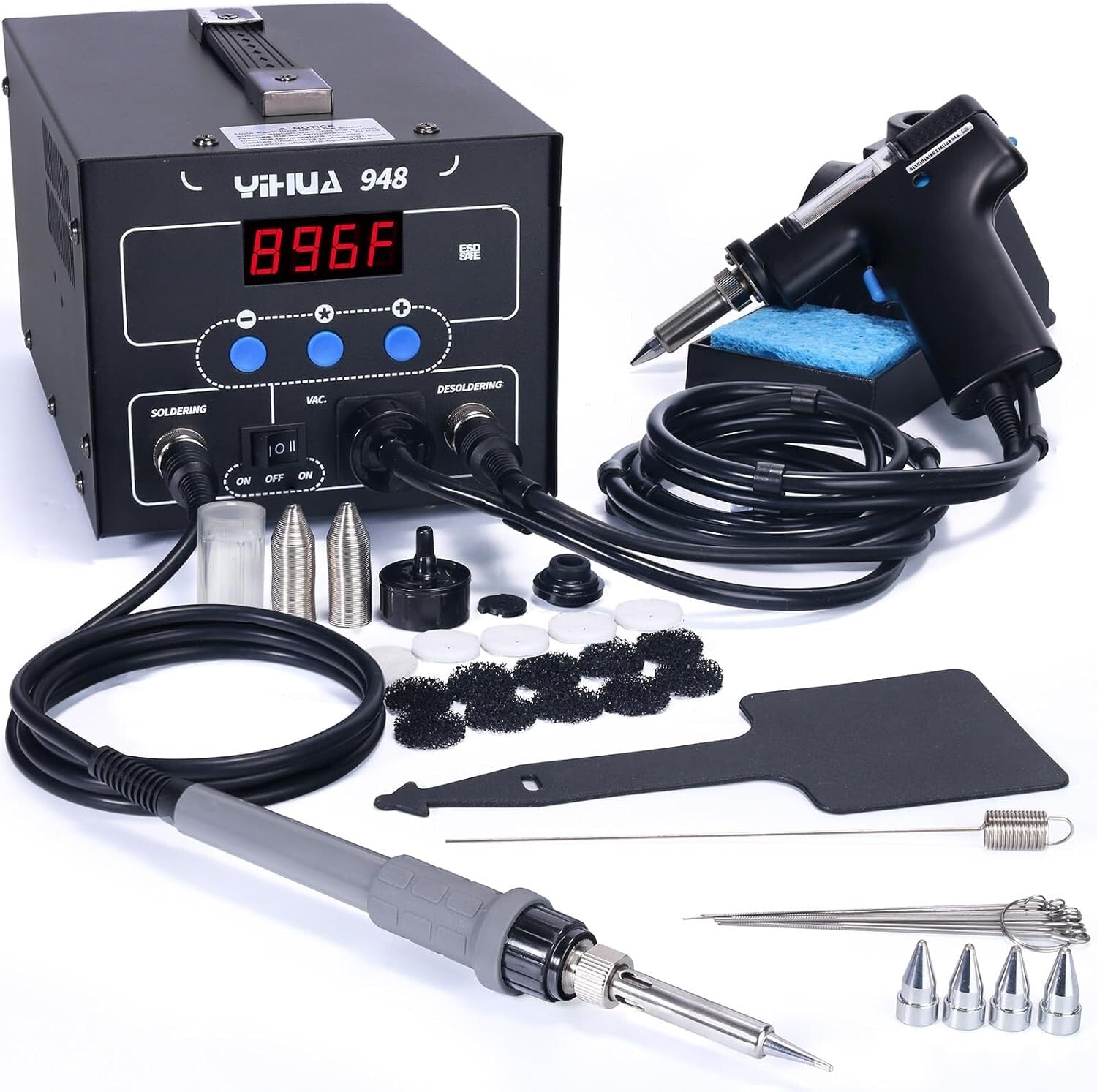 Upgraded 2-in-1 80W Desoldering Station & 60W Soldering Iron - Adjustable Heat