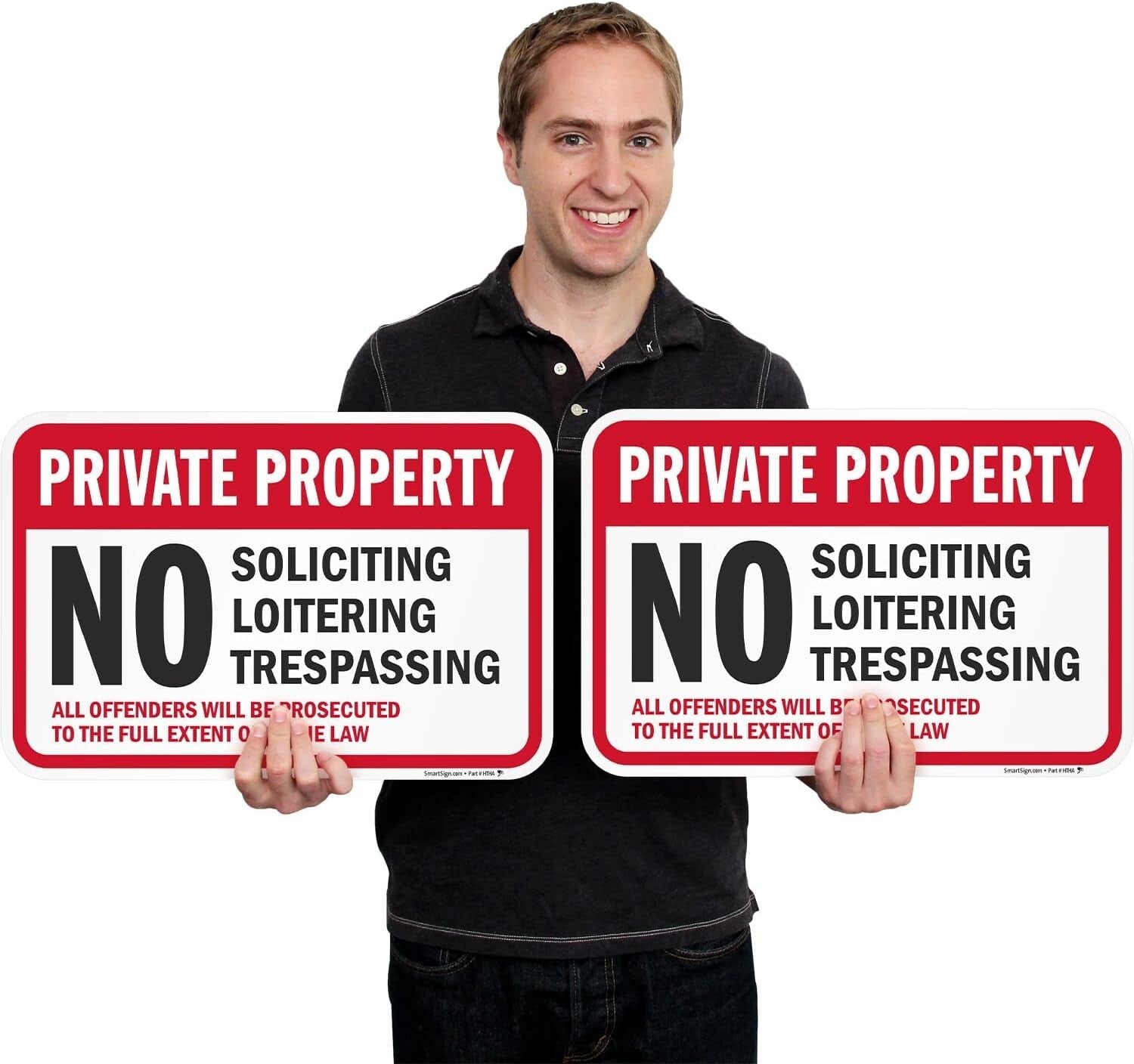 2-Pack Private Property No Soliciting Signs - Durable 12x18" Aluminum Design