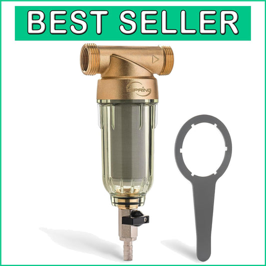 Durable Brass 200-Micron Whole House Spin Down Water Filter, Flushable Prefilter