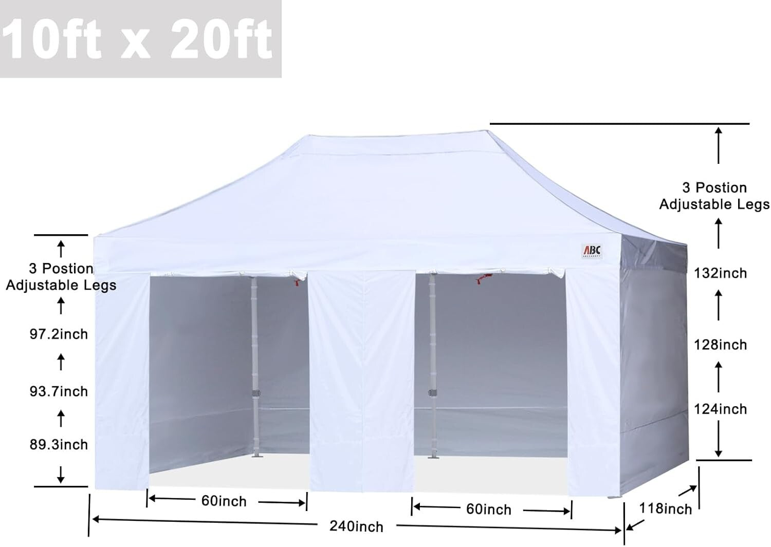 10x20 Easy Pop Up Canopy Tent with Sidewalls - Perfect for Events