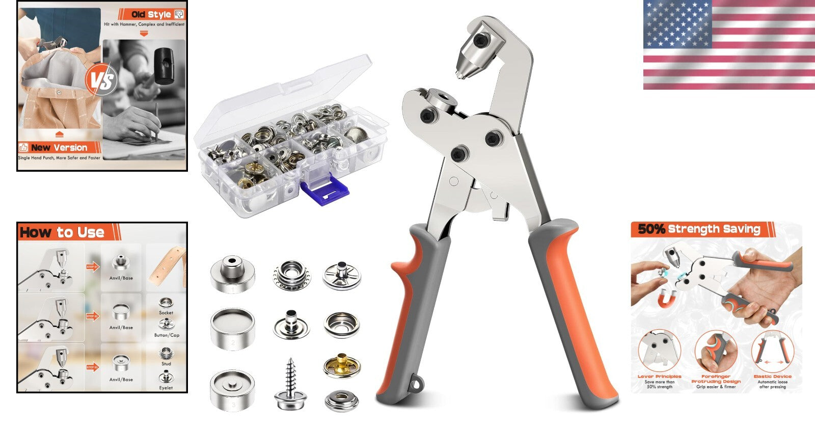 Professional Snap Fastener Pliers with 140 Buttons - Ideal for DIY Projects