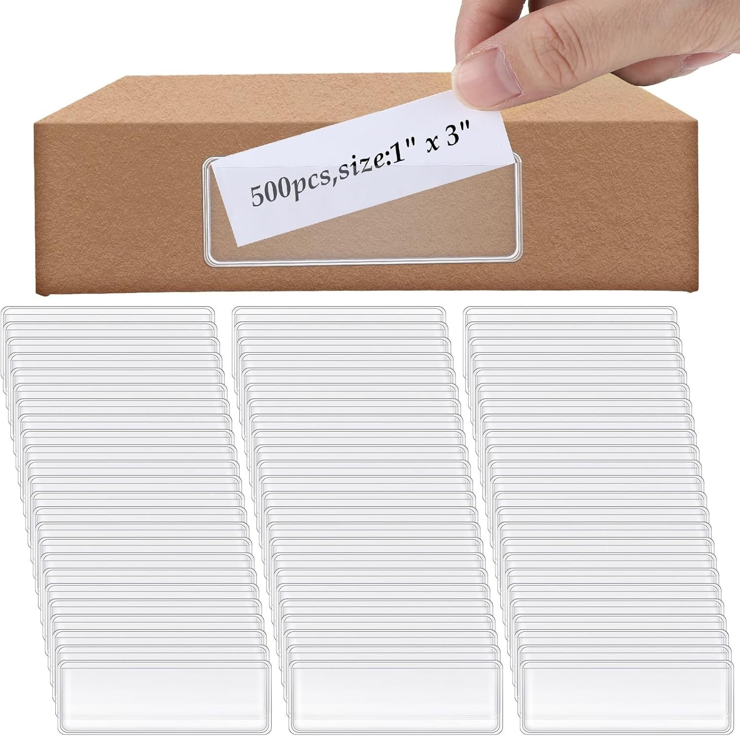 Clear Self-Adhesive Label Holder Pockets - 500 Count for Efficient Organization