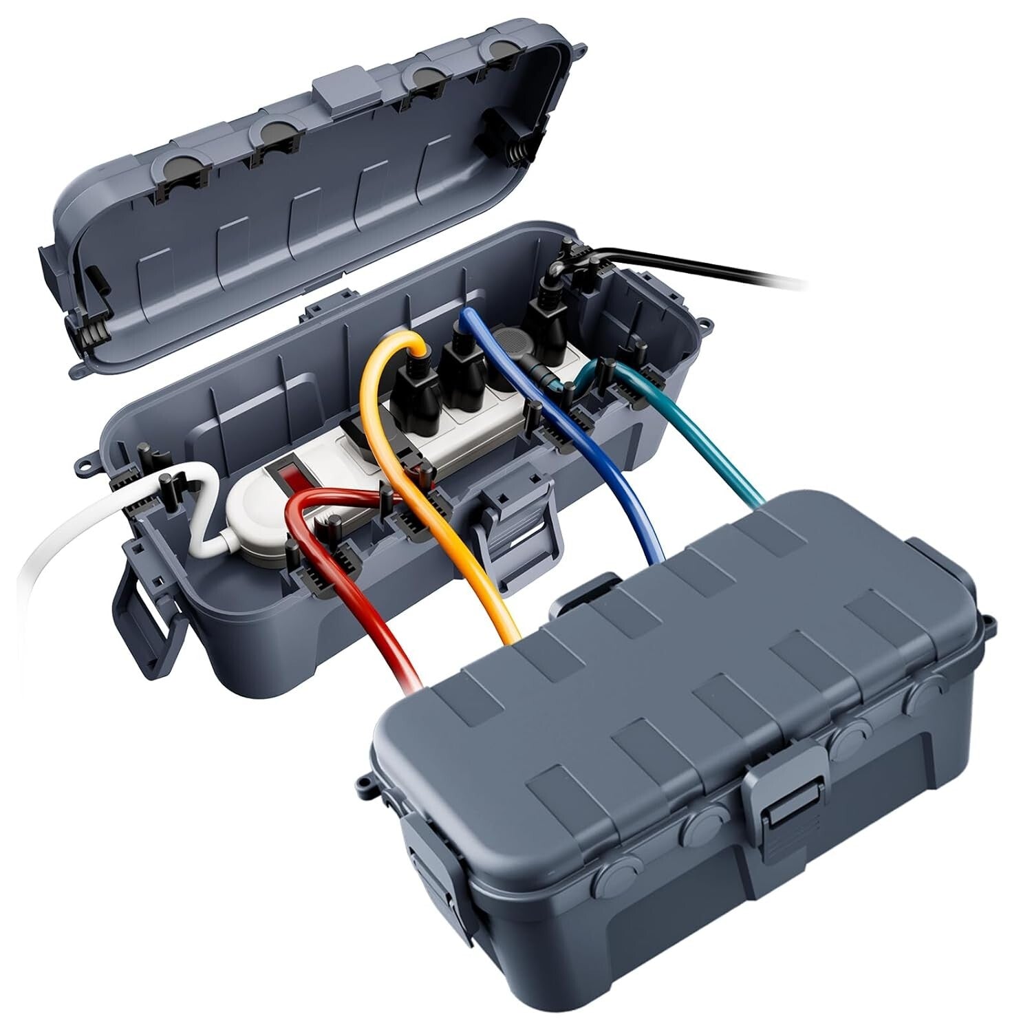 Sturdy Outdoor Electrical Box with 6 Ports - Ideal for Holiday Lighting & More