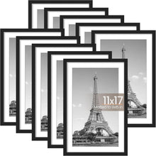 Load image into Gallery viewer, Versatile 11x17 Frames Set of 10 - Perfect for 9x15 Photos with Mat or Without