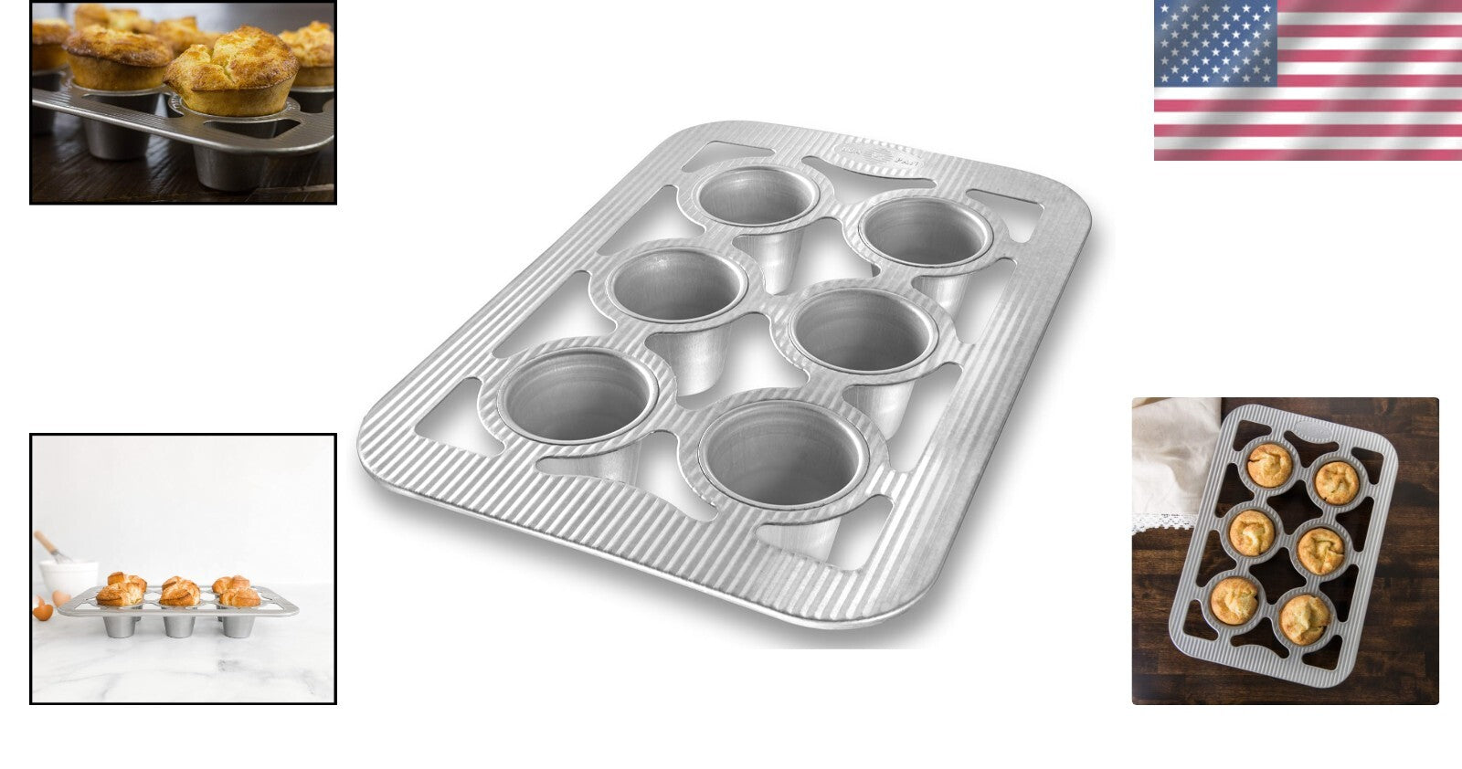 Eco-Friendly Non-Stick 6-Well Popover Pan Crafted in the USA for Quality Baking