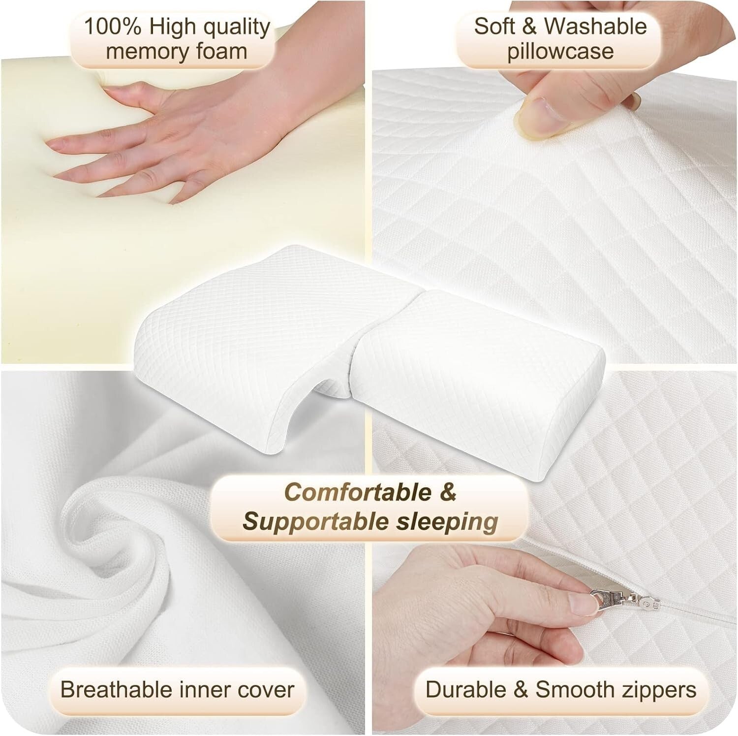 Breathable Memory Foam Cuddle Pillow for Couples - Adjustable and Comfortable