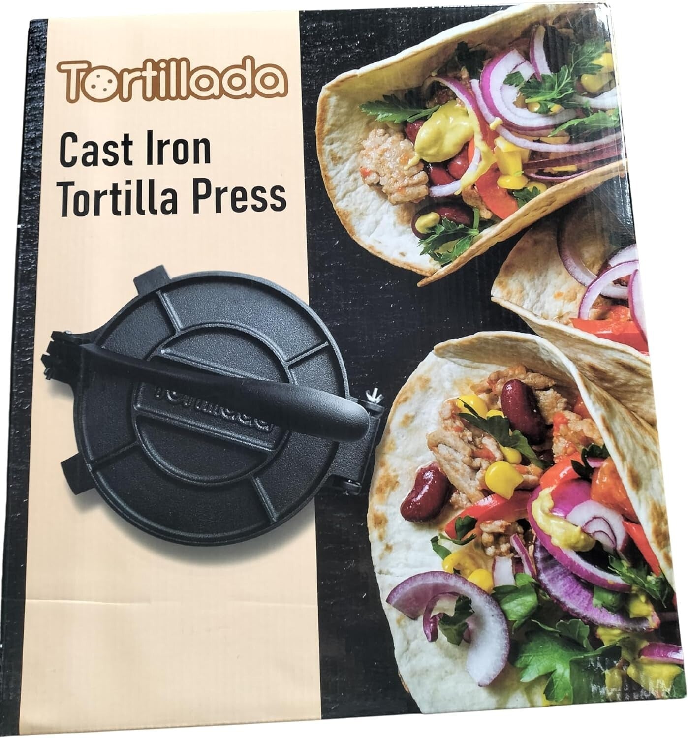 Versatile 12-Inch Cast Iron Tortilla Press + E-Book for Authentic Dishes
