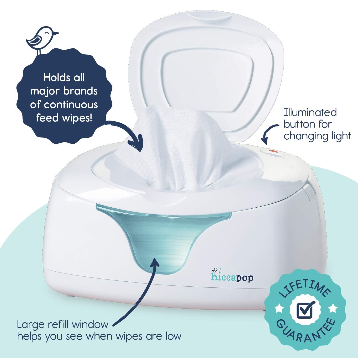 Elegant Baby Wipe Warmer with Silicone Seal & Gentle Changing Light - Gift Ready