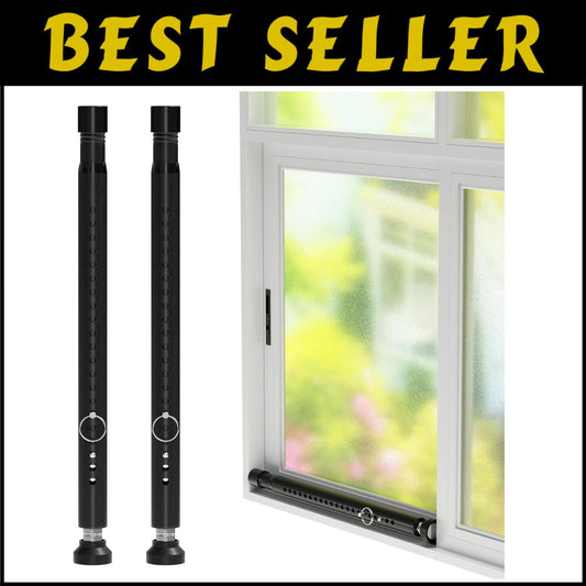 Adjustable Sliding Door Security Bar - 2-Pack Childproof Window Lock, 16-51 Inch