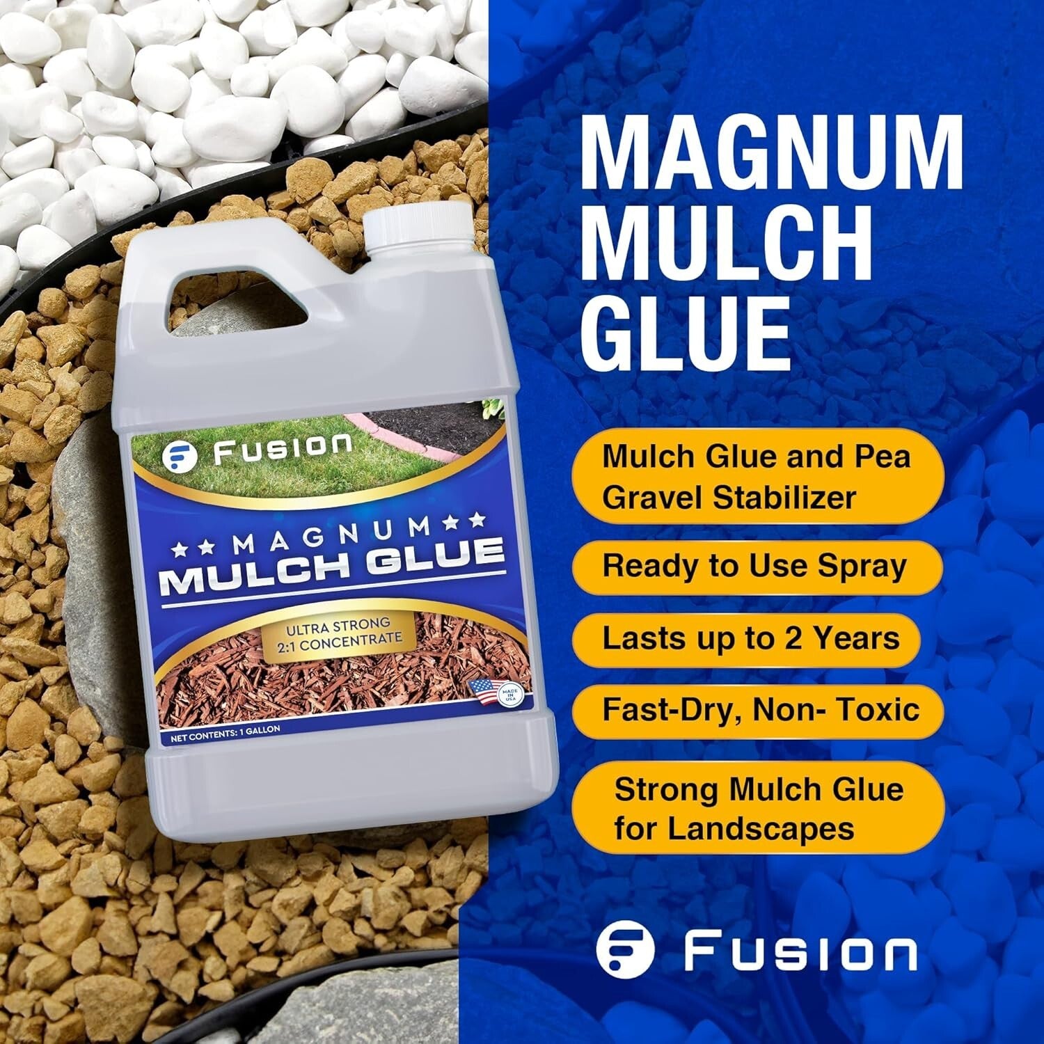Fast-Drying Landscaping Glue - 1 Gallon Magnum Mulch Adhesive for Outdoor Spaces