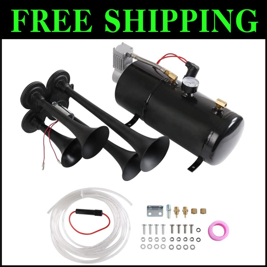 Compact 150DB Train Horn Set with Compressor for Instant Vehicle Installation
