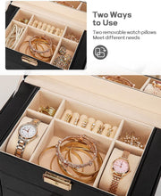 Load image into Gallery viewer, Mirrored Jewelry &amp; Watch Storage Box - Elegant Design with Removable Pillows