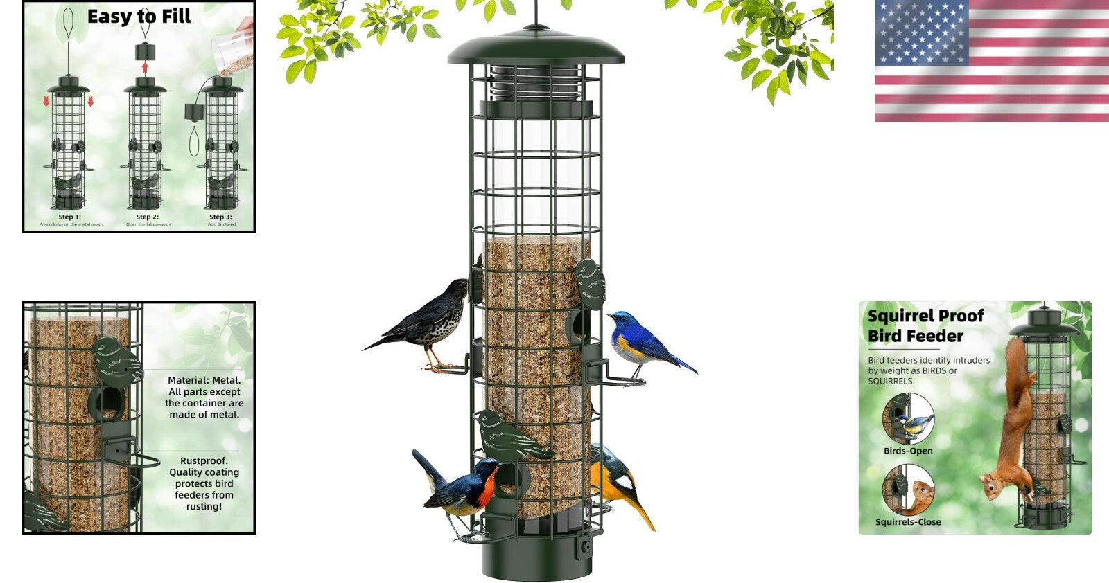 Garden Essential: Squirrel Proof Bird Feeder for Finch, Cardinal & Chickadee