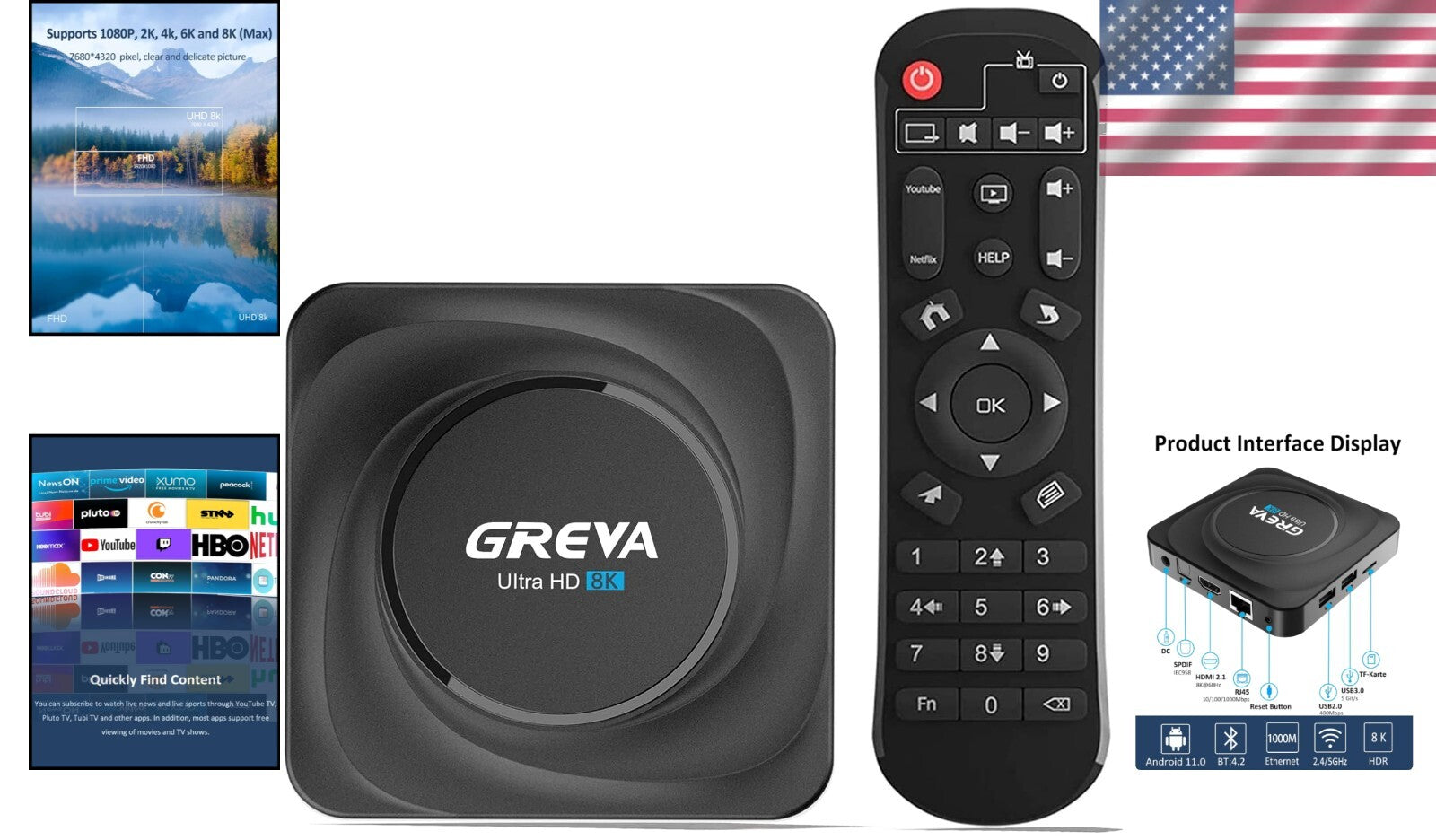 8GB RAM Android TV Box - 8K Streaming with Gigabit Ethernet & Remote Control