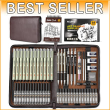 Load image into Gallery viewer, 58 PCS Premium Art Supplies Kit with Leather Case – All-in-One Drawing Tool Set