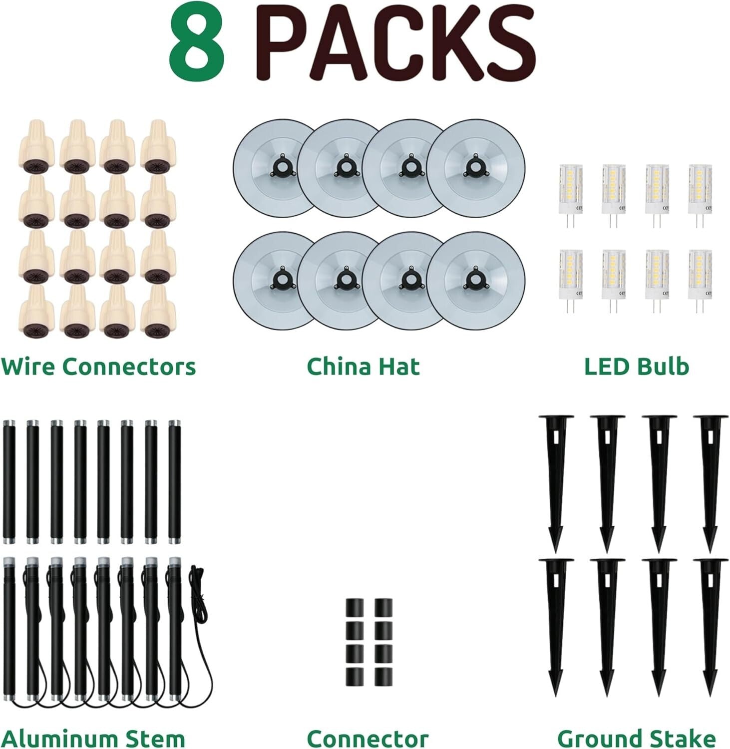 Elegant 12V Black Pathway Lights - 8 Warm White LED Outdoor Landscape Fixtures