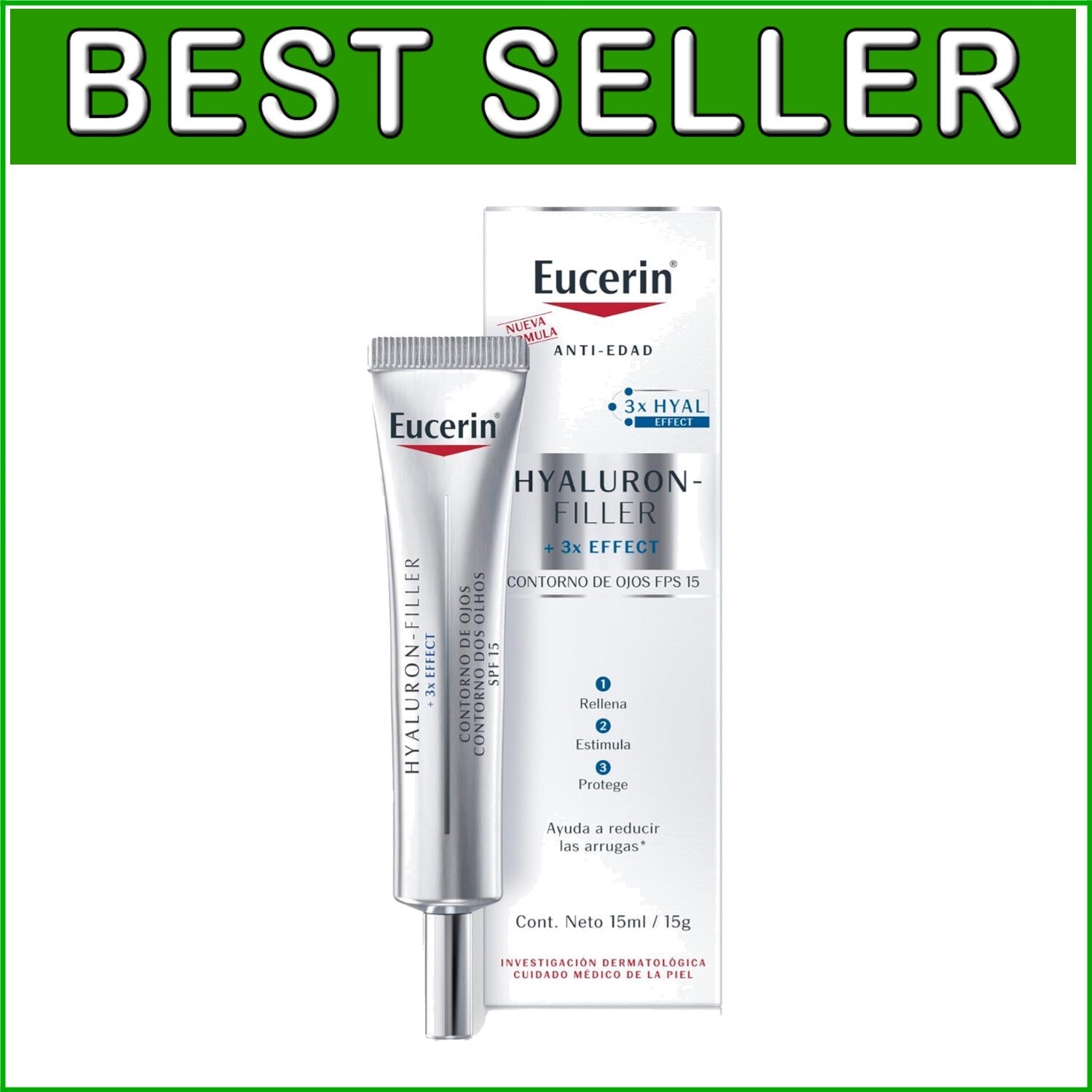 Ophthalmologically Approved Hyaluron-Filler Eye Cream 15ml with Sun Defense