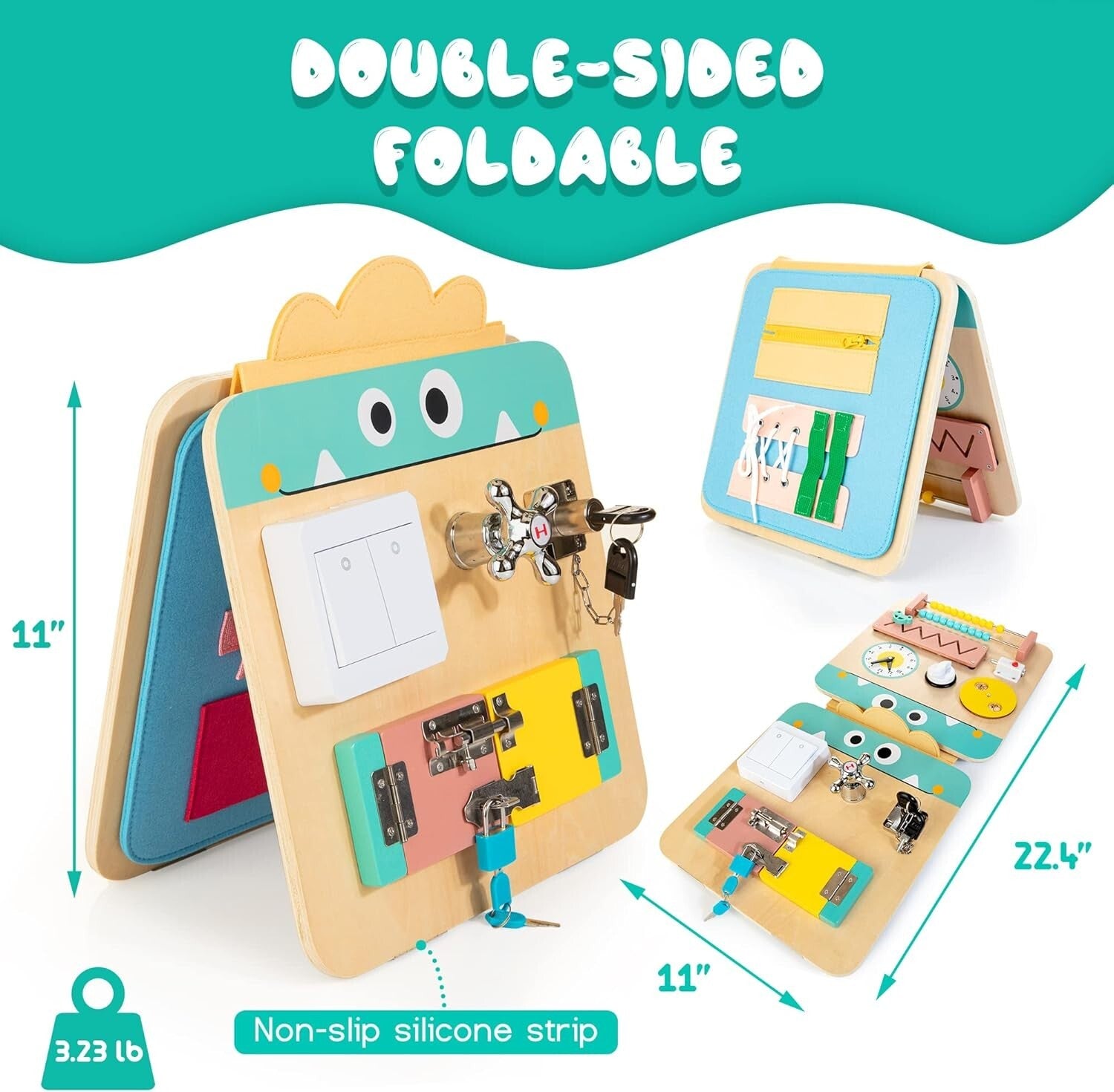 Educational 17 Activities Busy Board for Kids 2-4 Years - Fine Motor Skills