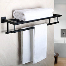 Load image into Gallery viewer, Elegant 24-Inch Wall-Mount Towel Holder in Matte Black - Heavy Duty Design