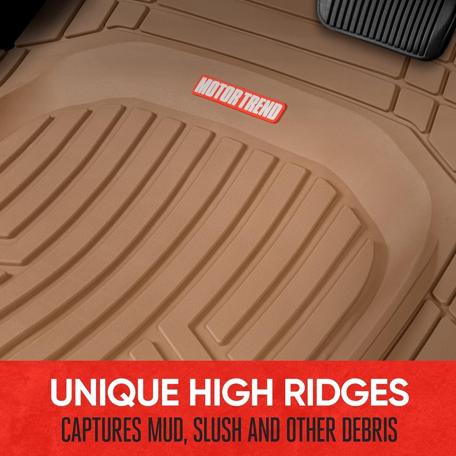 FlexToughXL Heavy-Duty Floor Mats - Universal Fit for Cars & SUVs - Beige