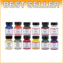 Load image into Gallery viewer, All-in-One Leather Paint Set: 12 Colors in 1 Oz Bottles with Brush Included
