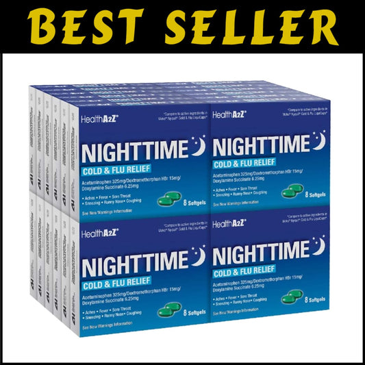Nighttime Relief for Cold & Flu - 192 Non-Drowsy Softgels for Multiple Symptoms